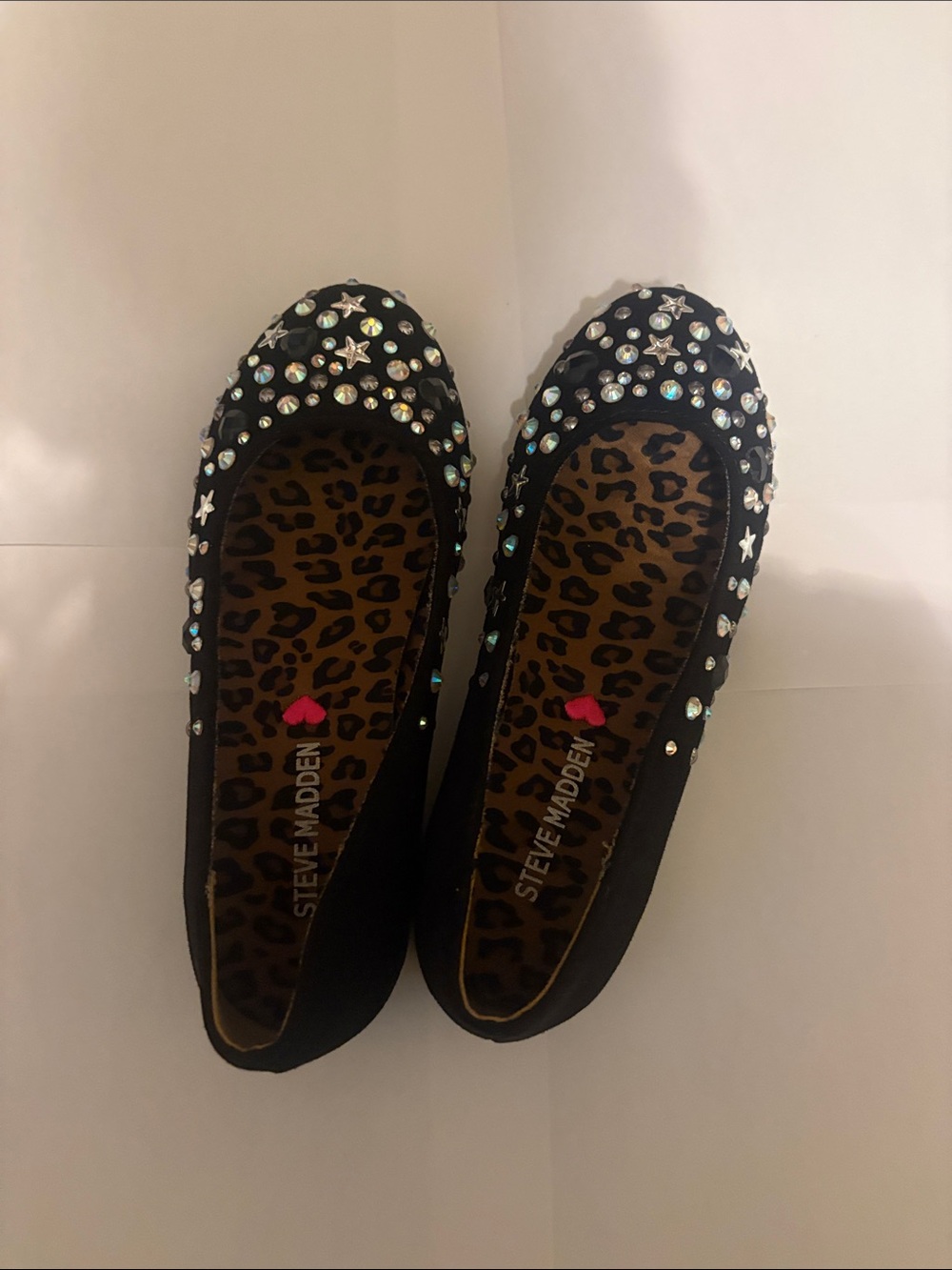 Steve Madden Black Crystal & Star Embellished Ballet Flats